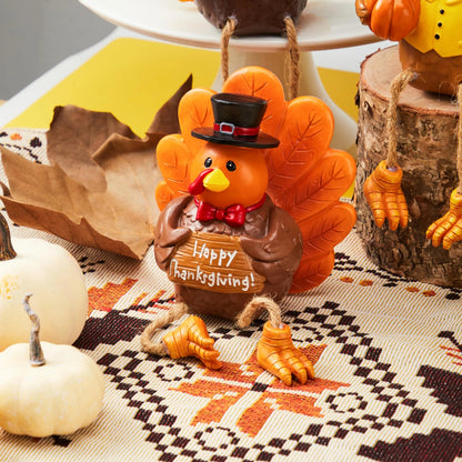 3 Pcs Thanksgiving Turkey Tabletop Centerpieces - Resin Turkey Fall Figurines