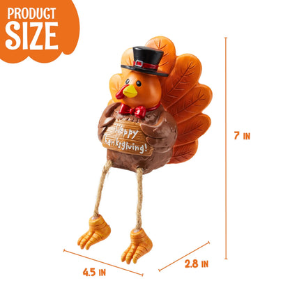 3 Pcs Thanksgiving Turkey Tabletop Centerpieces - Resin Turkey Fall Figurines