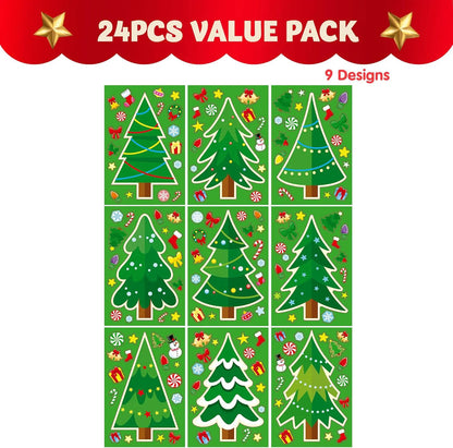 24 Pcs Christmas Tree Stickers - Make Your Own Christmas Tree Sticker Sheets