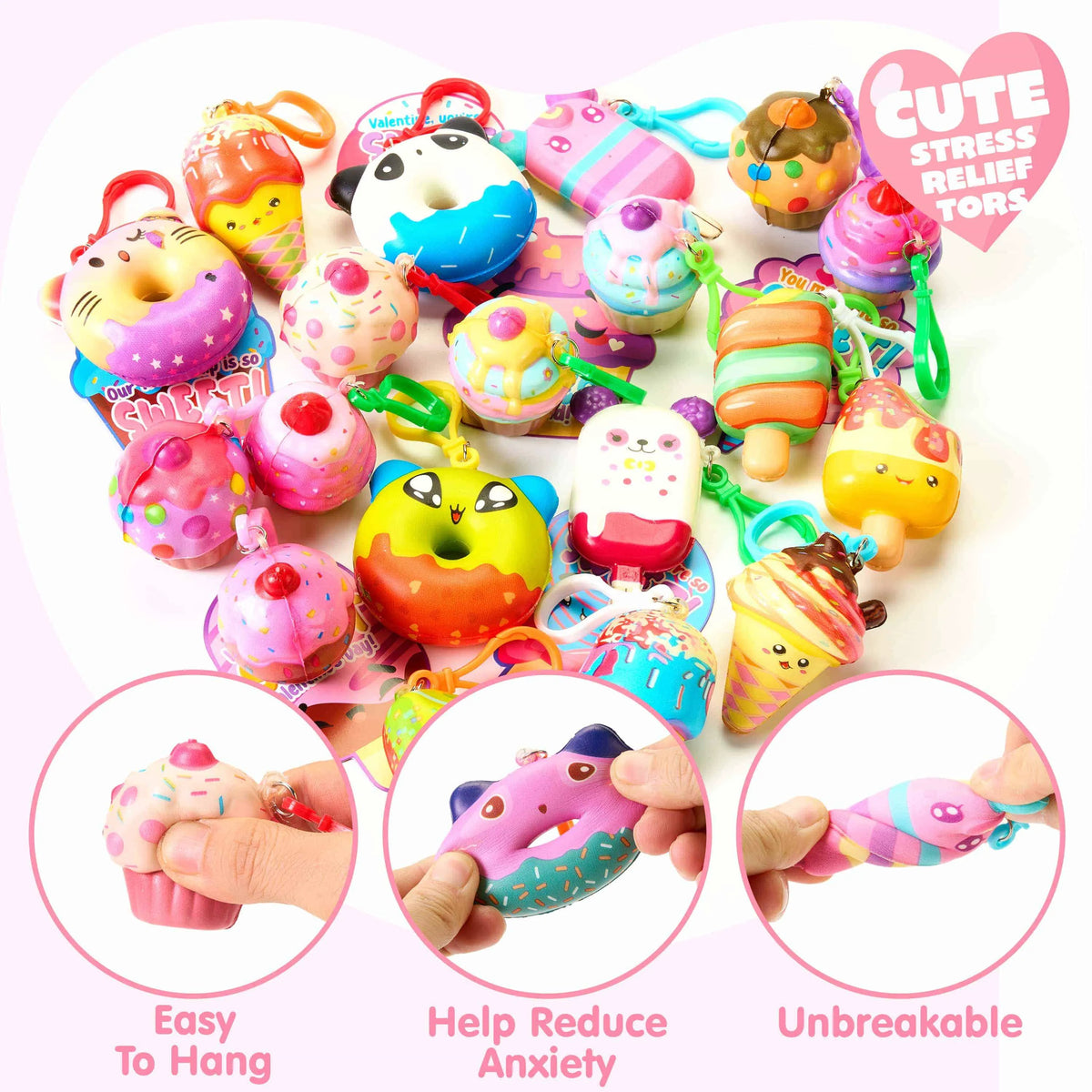 30 Cute Valentine's Day Keychains with Cards for Kids Gift Exchange