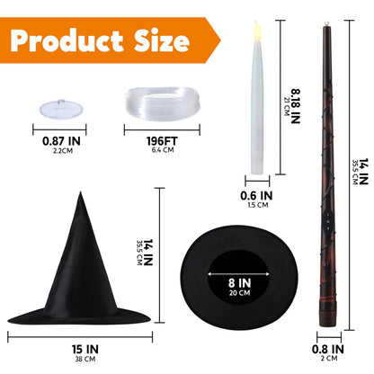 20-Pack Halloween Floating Candles with Witch Hat