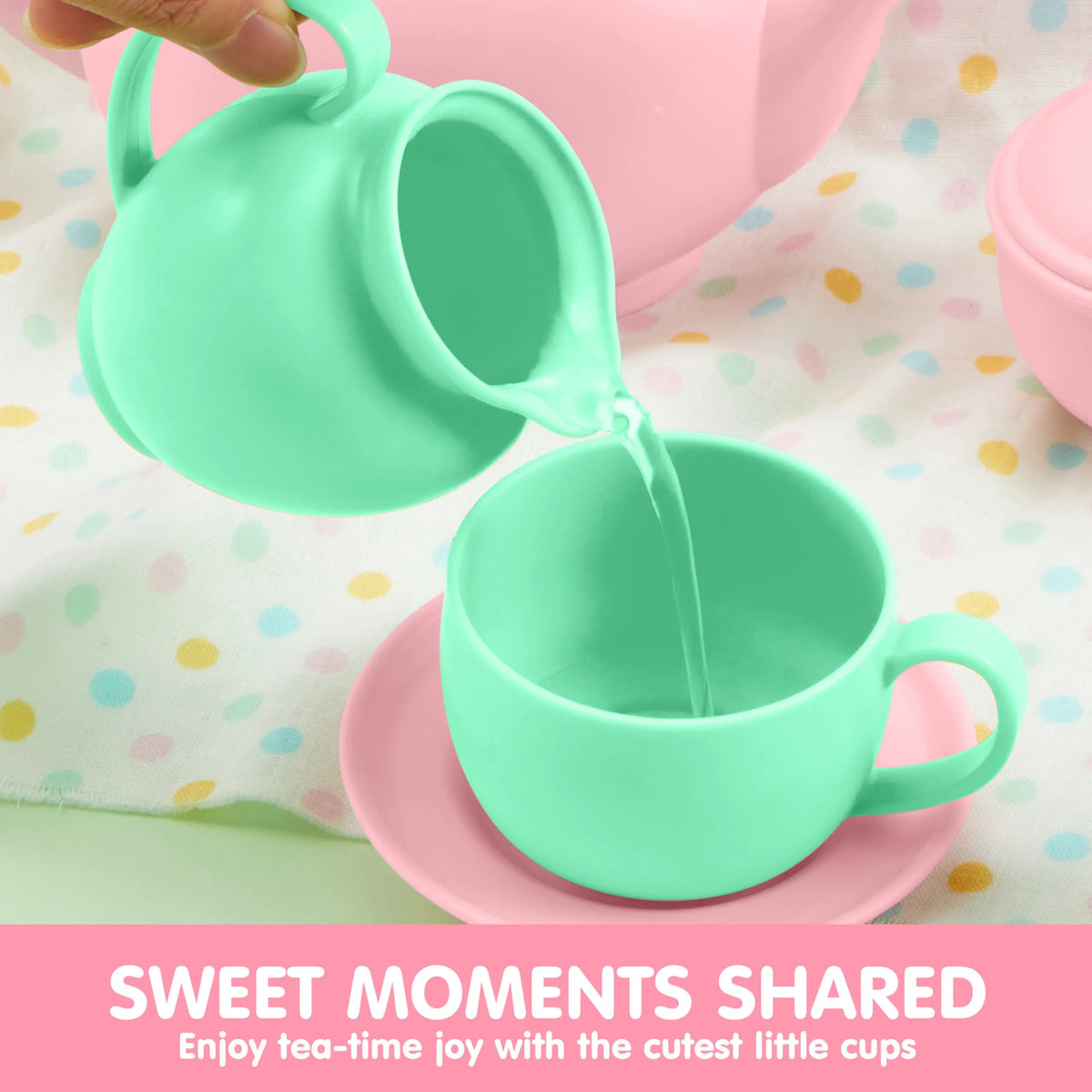 18-Piece Pretend Tea Party Set with Baby Pink Teapot