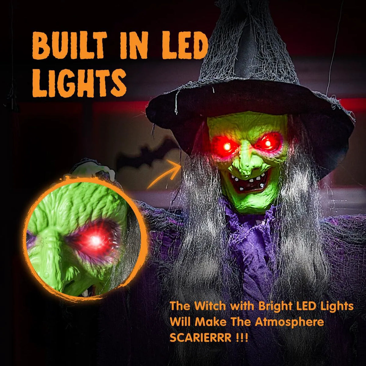 72-Inch Halloween Hanging Witch Decorations for Outdoor Use