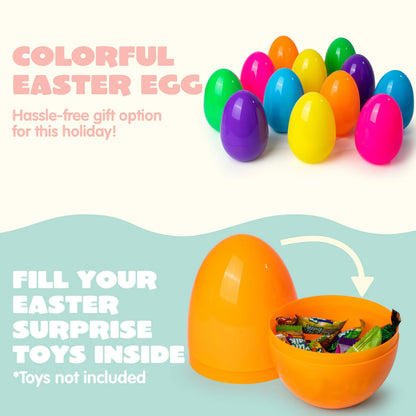 6-Pack 7-Inch Jumbo Colorful Plastic Easter Egg Shells for Egg Hunt