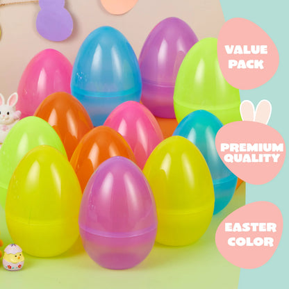 6 Large Clear Easter Eggs, 6-Inch Jumbo Plastic Fillable Eggs for Easter Hunt