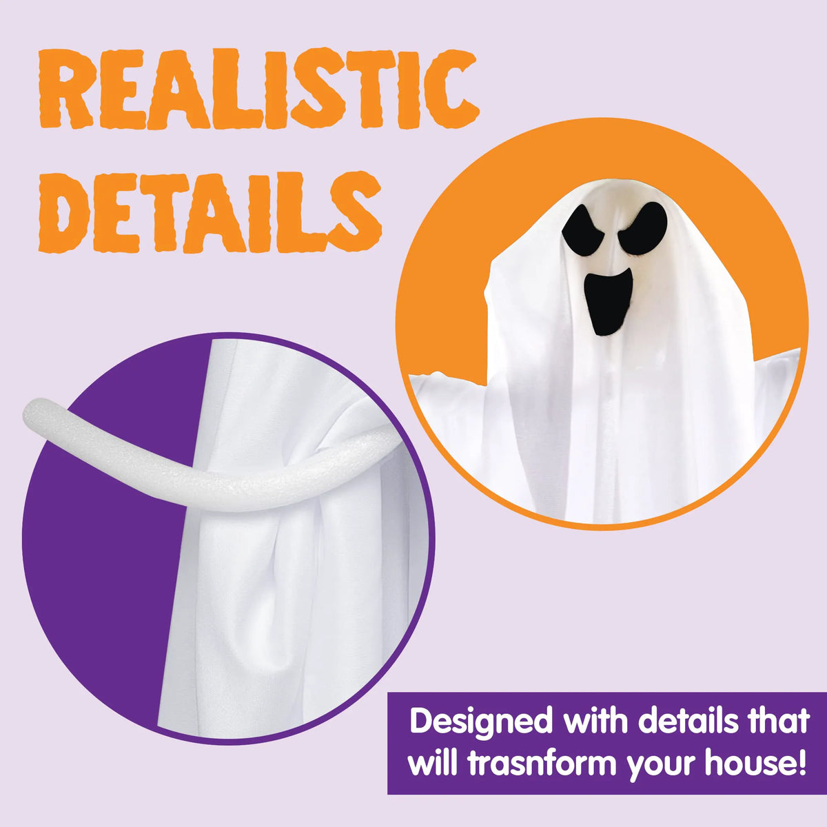 27.5" Halloween Hanging Ghost Decoration for Outdoor Use