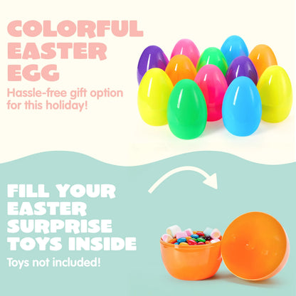 12-Pack 8-Inch Jumbo Plastic Easter Egg Shells, Fillable for Easter Egg Hunt