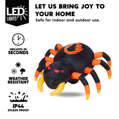 4-Foot Halloween Inflatable Spider with Remote Control