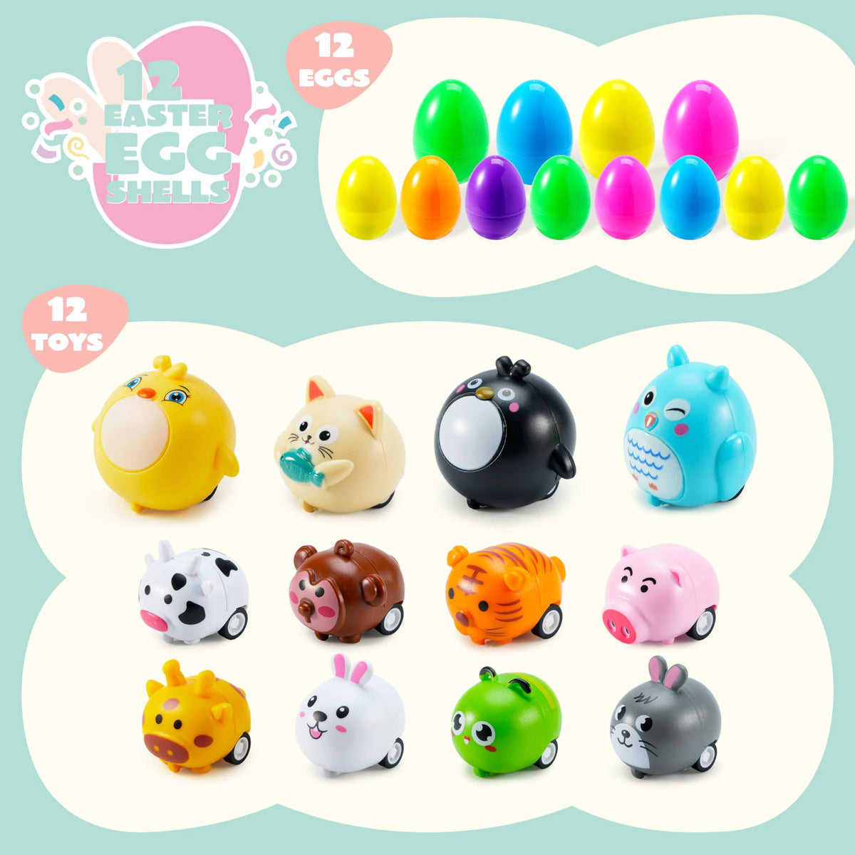 12 Prefilled Easter Eggs with Toys