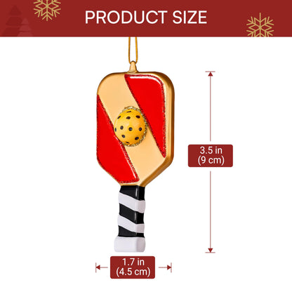 Christmas Pickleball Paddle Glass Ornament