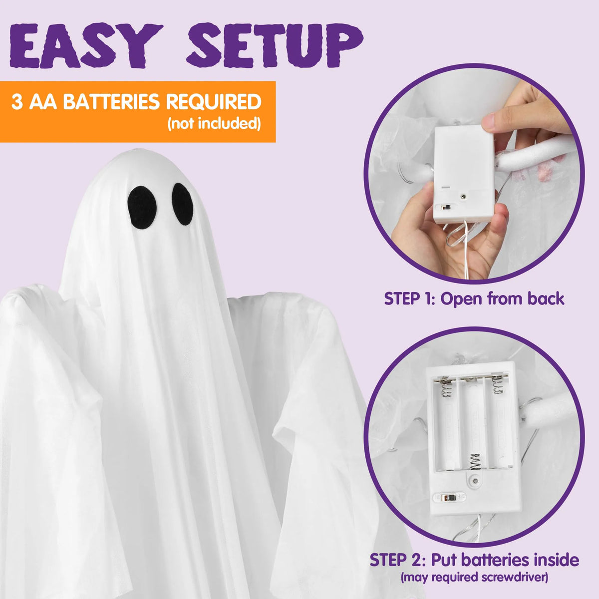 47-Inch Halloween Hanging Light-Up Ghost