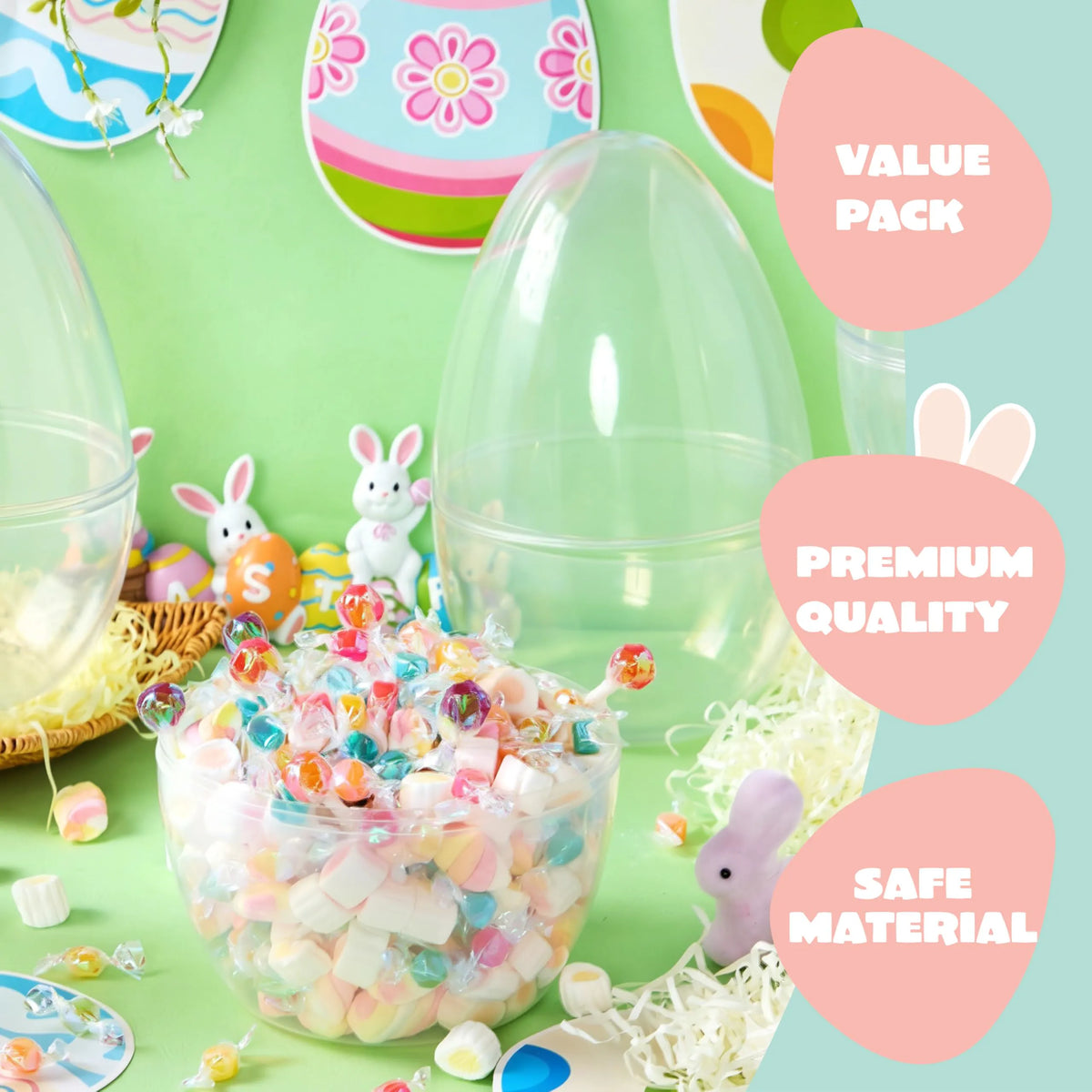 10-Inch Transparent Jumbo Easter Eggs, 8 Pack