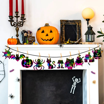 120-Pack Halloween Rainbow Scratch Art Craft Kit for Kids