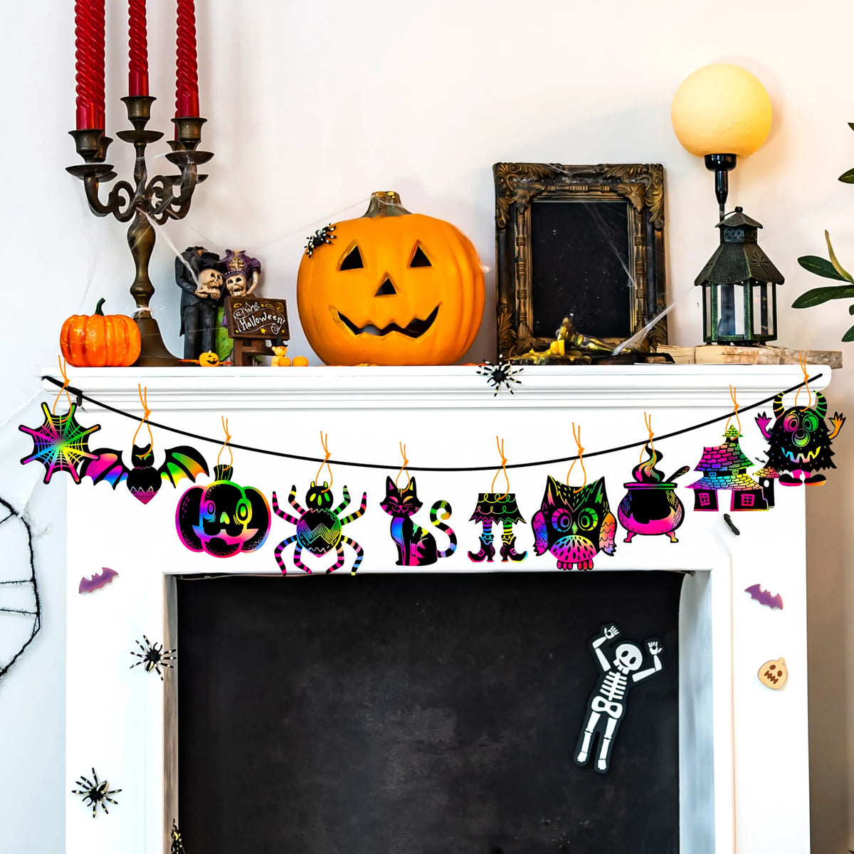 120-Pack Halloween Rainbow Scratch Art Craft Kit for Kids