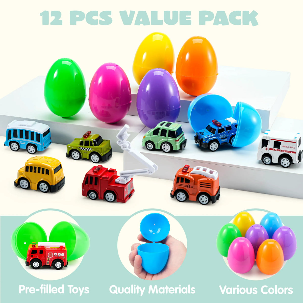 12 Prefilled Easter Eggs with Toys