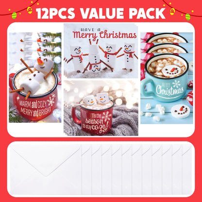 12 Christmas Greeting Cards with Envelopes
