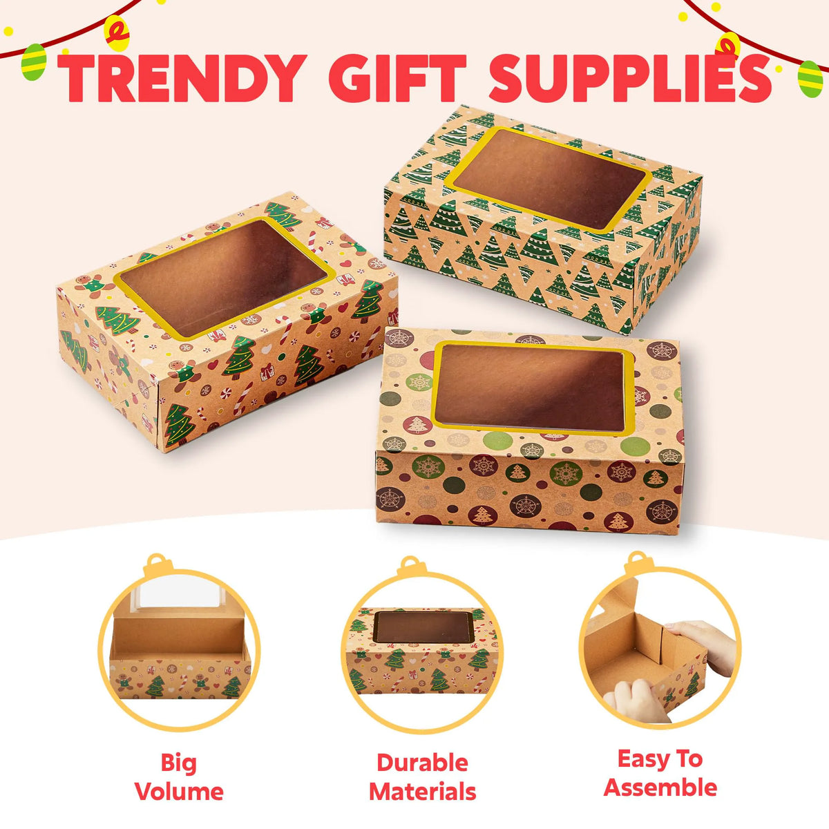 12 Foiled Christmas Cookie Boxes for Gift Giving