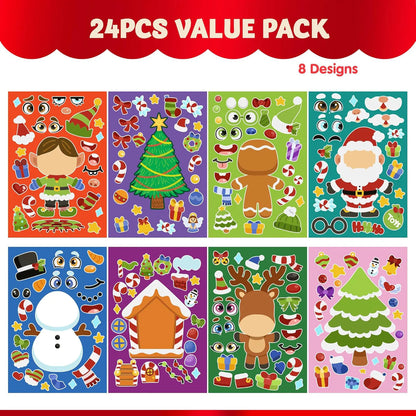 24 Christmas Make-a-Face Stickers