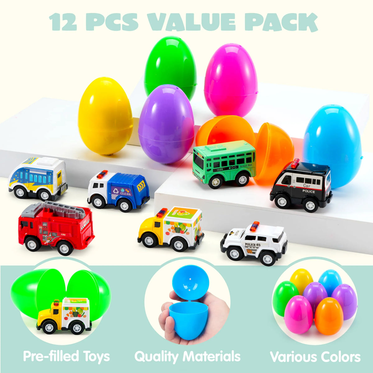 12 Prefilled Easter Eggs with Toys