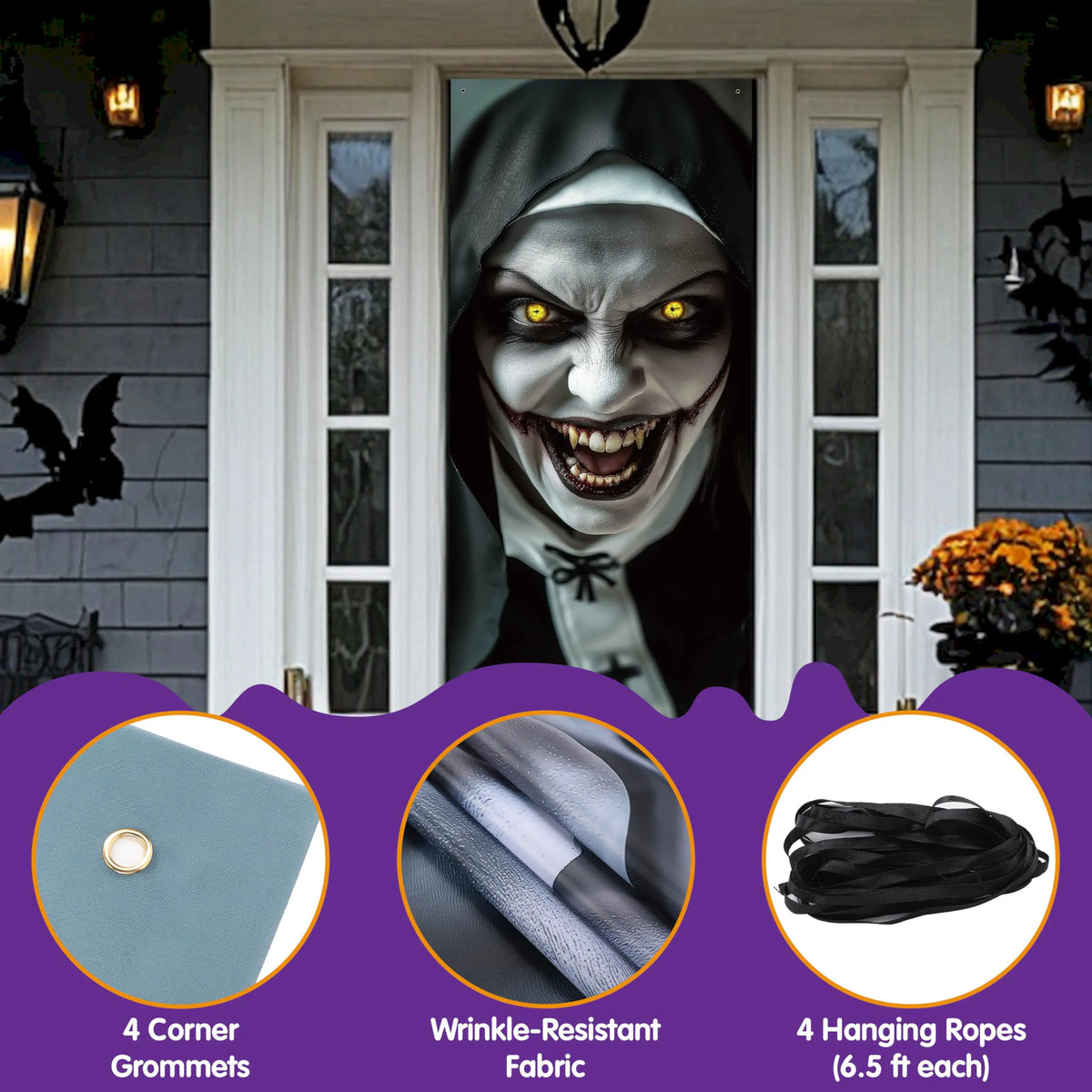 Spooky Ghost Door Cover for Halloween Indoor Decor