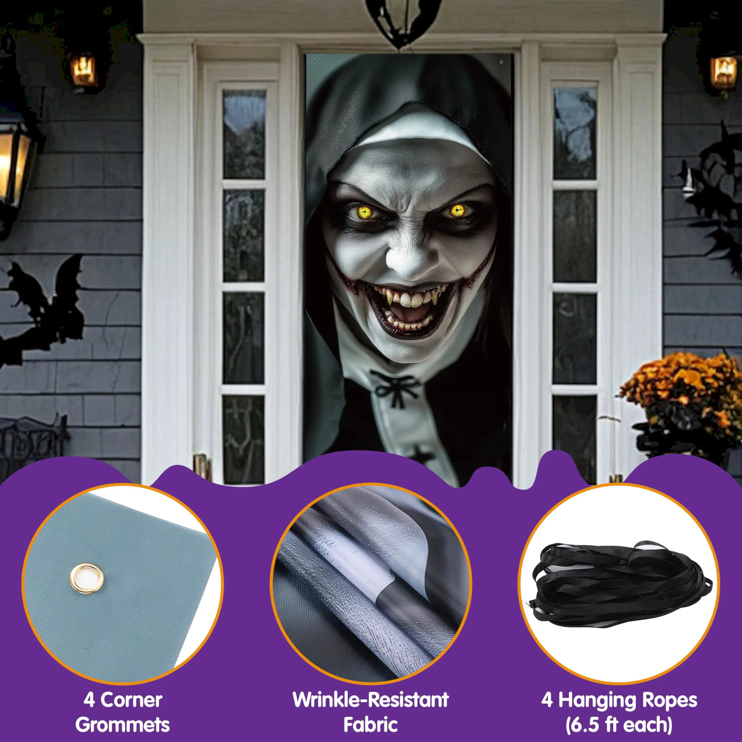 Spooky Ghost Door Cover for Halloween Indoor Decor