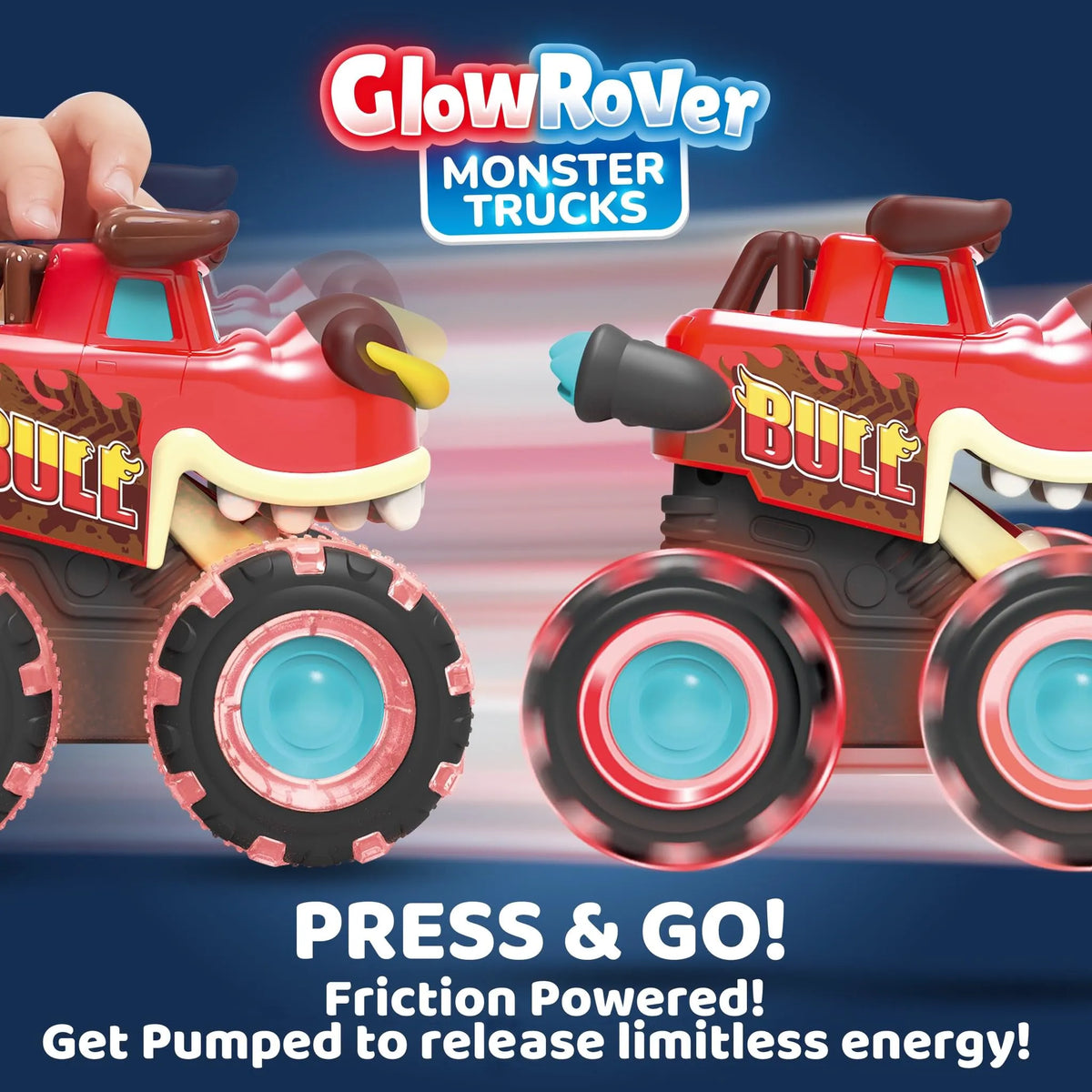 3-Pack Monster Truck Toys - Motion-Activated Light-Up Cars for Toddlers