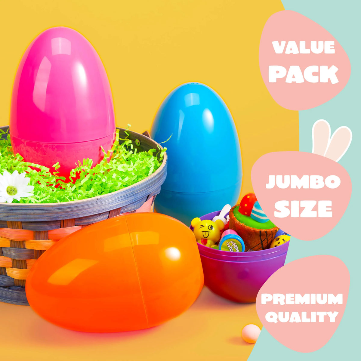 12 Large Plastic Easter Eggs, 6-Inch Colorful Jumbo Fillable Eggs