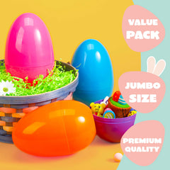 12 Large Plastic Easter Eggs, 6-Inch Colorful Jumbo Fillable Eggs