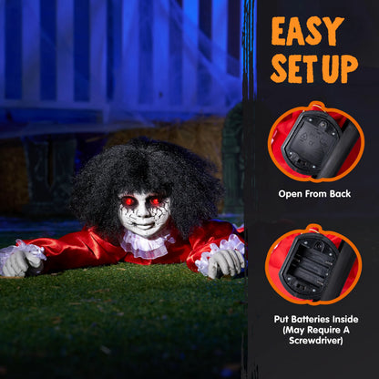 20'' Creepy Crawling Baby Doll Halloween Animatronic Decoration