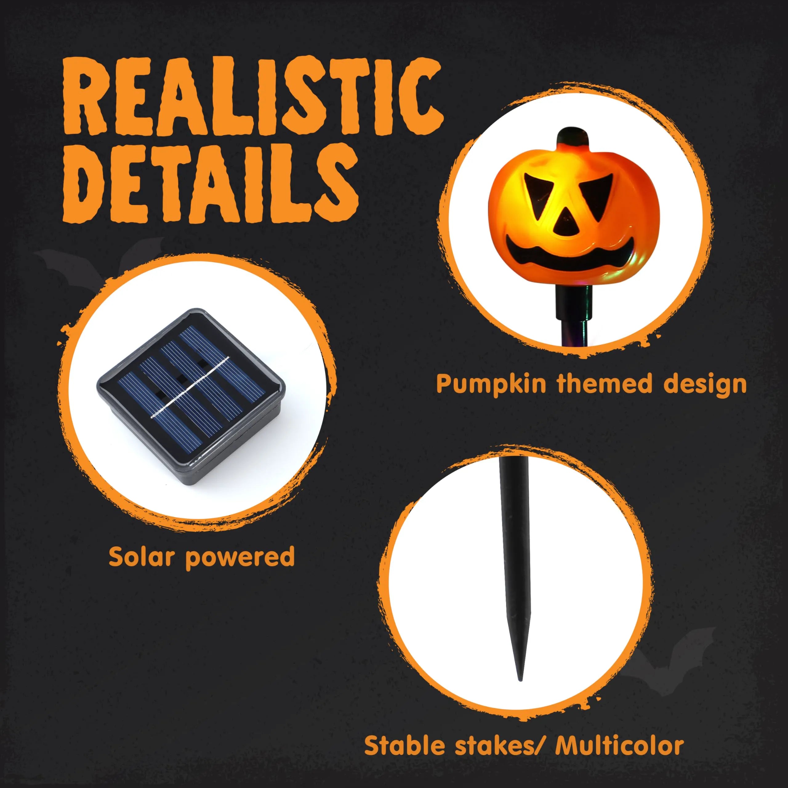 10-Pack Halloween Solar Pumpkin Pathway Lights