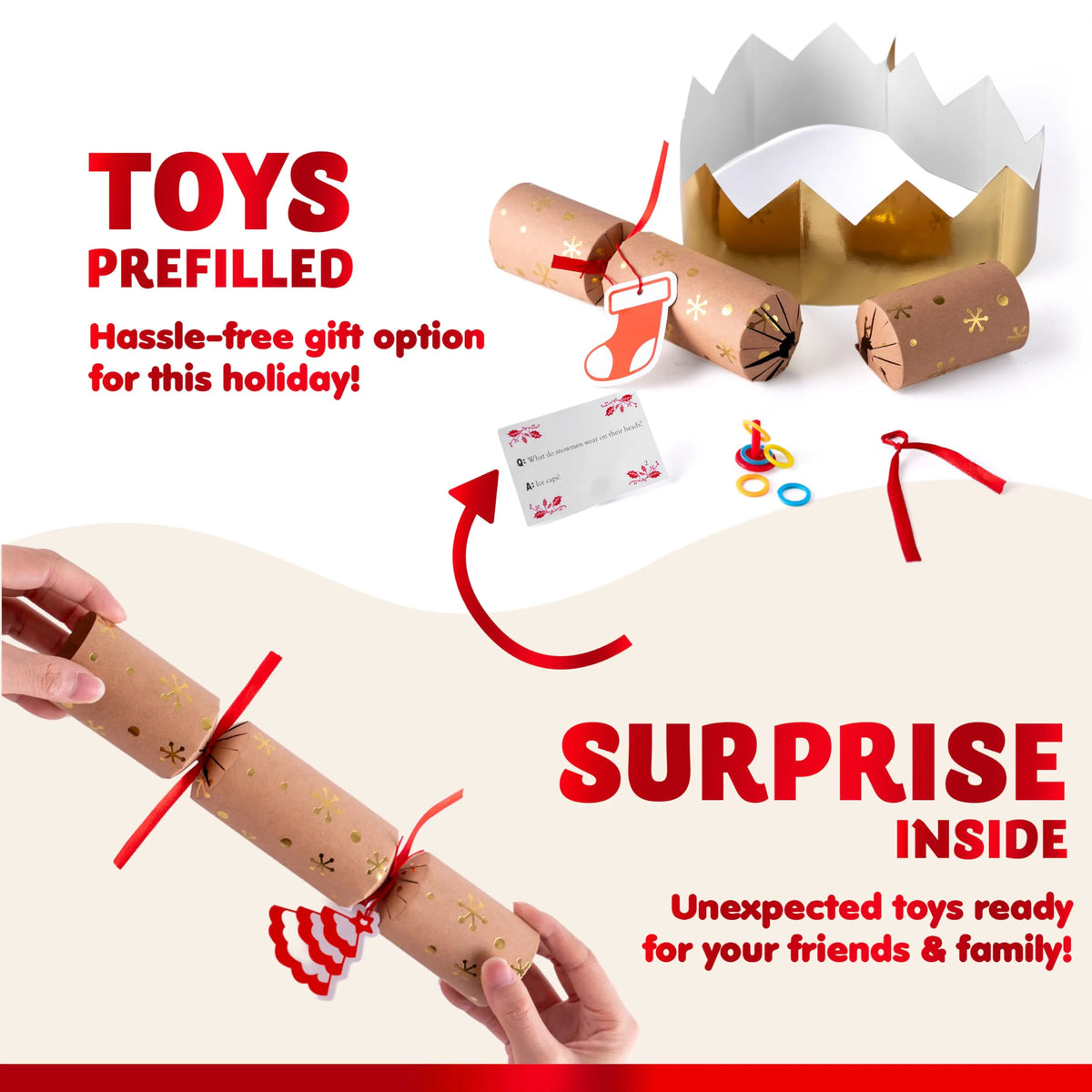 8-Piece Kraft Christmas Cracker Set