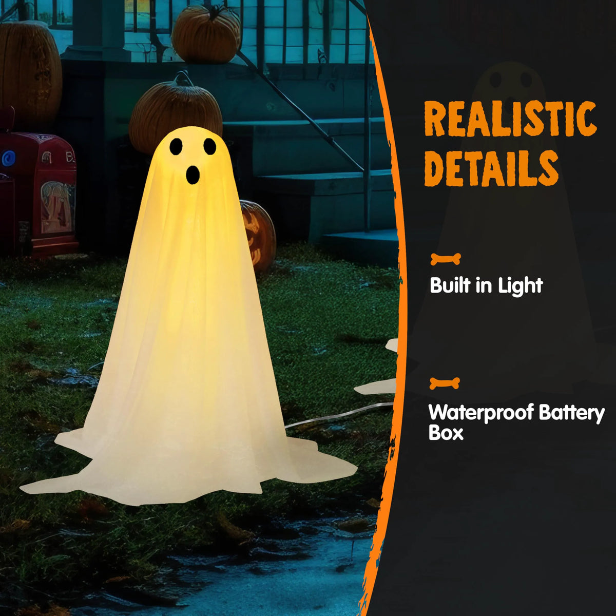 3-Piece Halloween Outdoor Ghost Pathway Lights