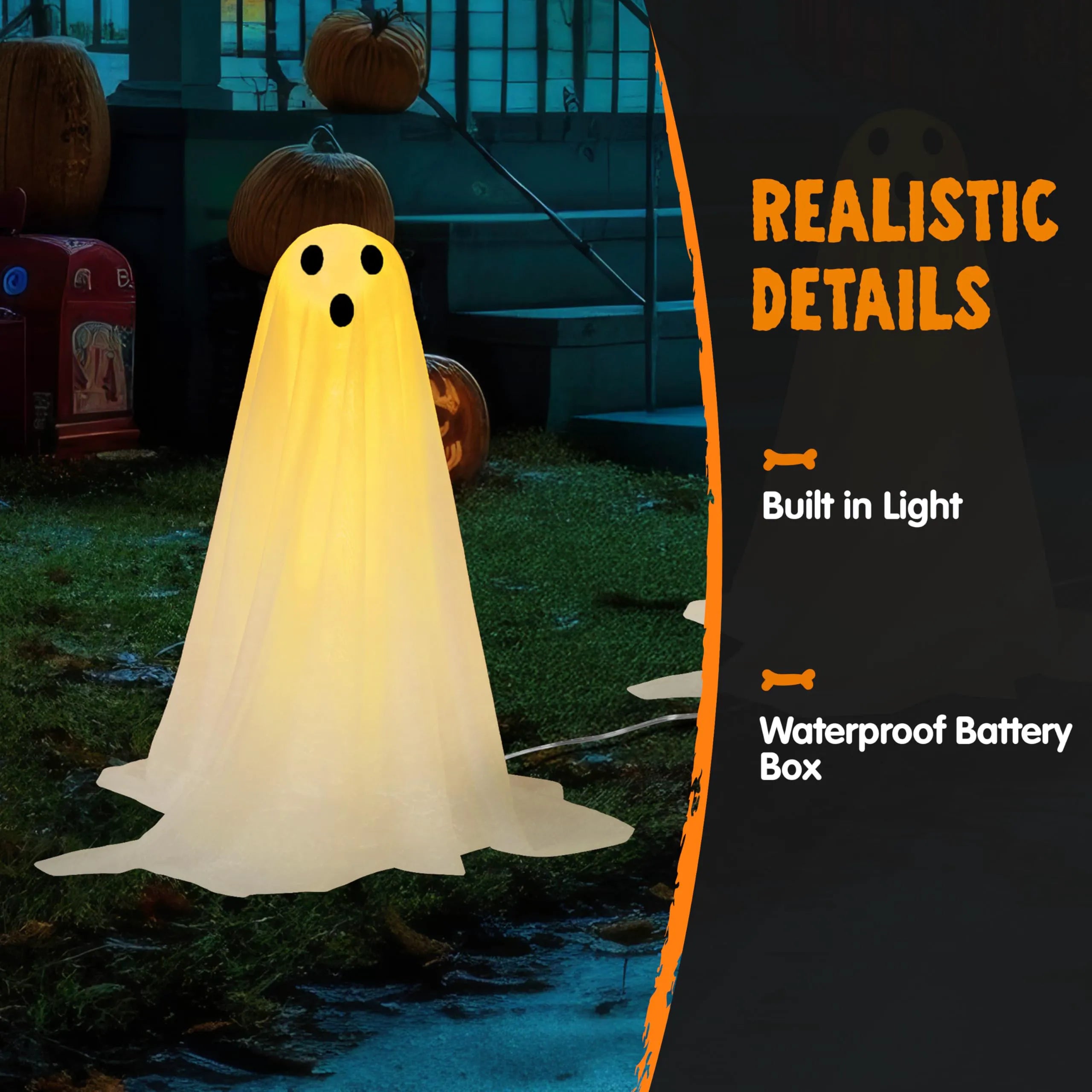 3-Piece Halloween Outdoor Ghost Pathway Lights