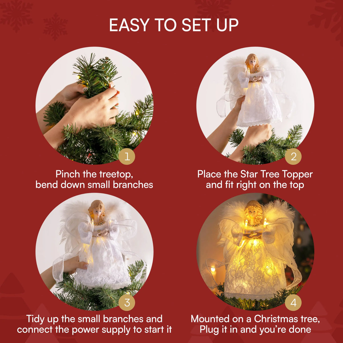 9-Inch Angel Christmas Tree Topper with Lights