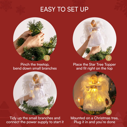 9-Inch Angel Christmas Tree Topper with Lights