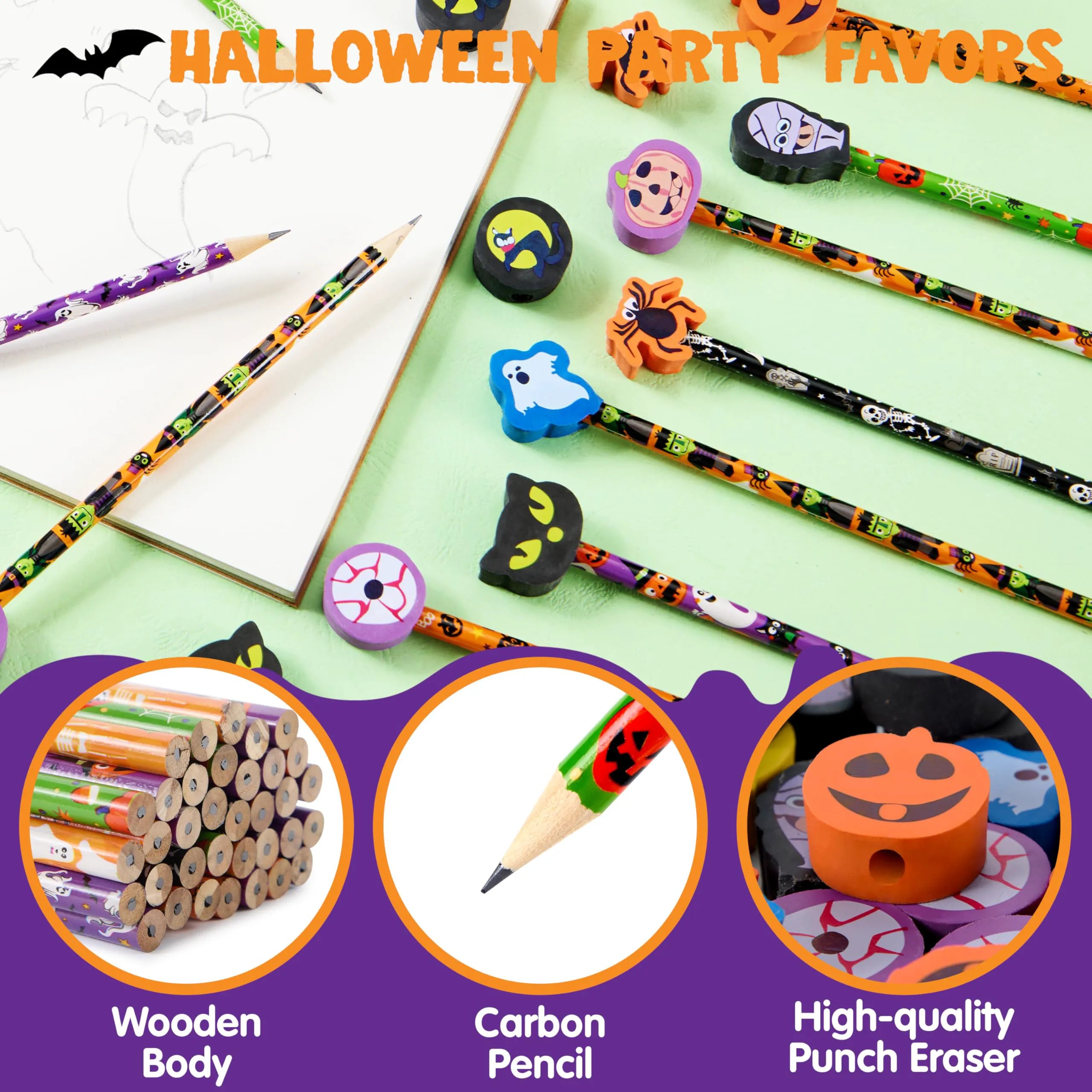 108-Piece Halloween Pencil Set with Erasers
