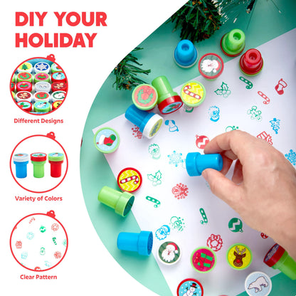 25 Christmas Rubber Stamps for Kids Gift