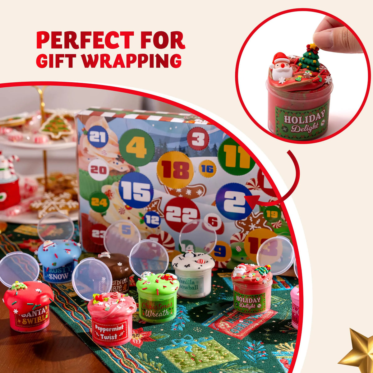 Dessert Slime Advent Calendar - 24 Days of Christmas Countdown Fun