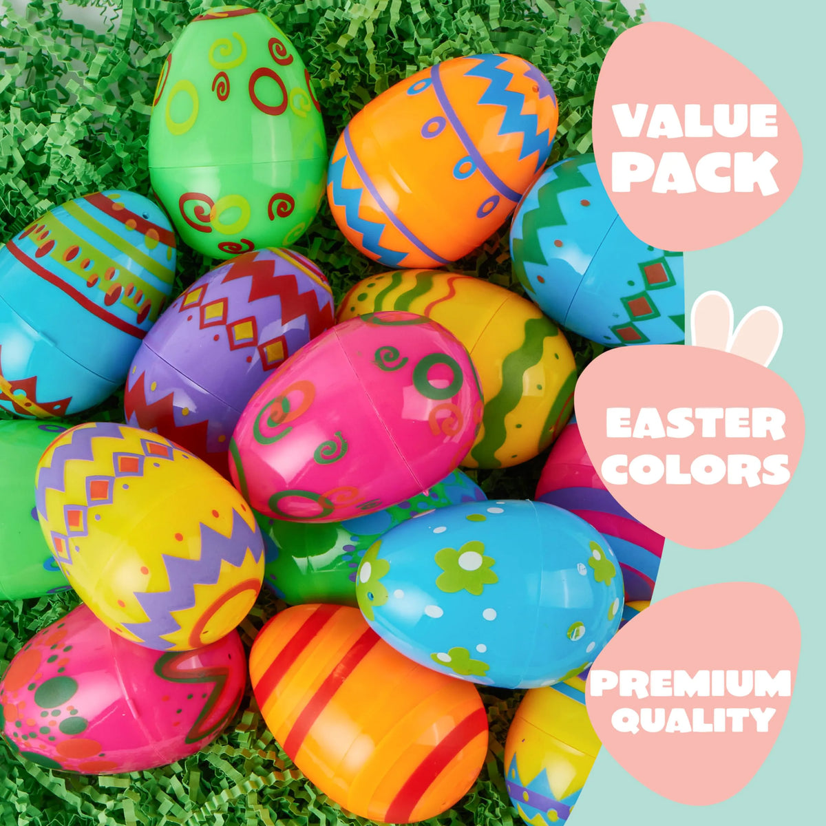 18PCS 3.15" Printed Easter Eggs
