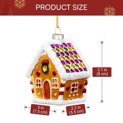 Mini Christmas Gingerbread House Glass Ornament