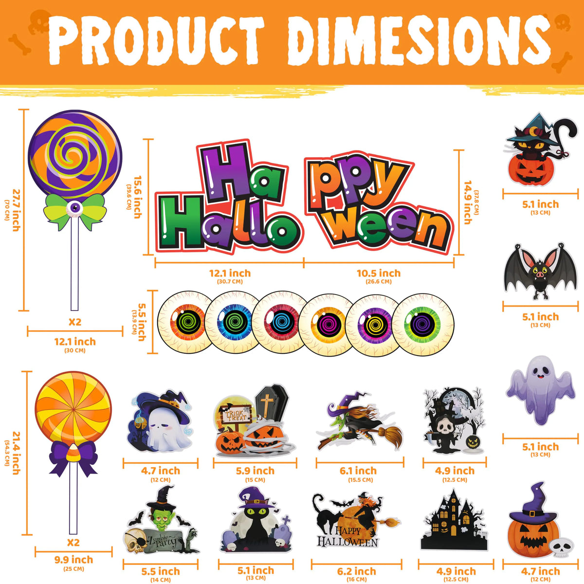 Halloween Lollipops Candy Trunk or Treat Car Stickers Decor