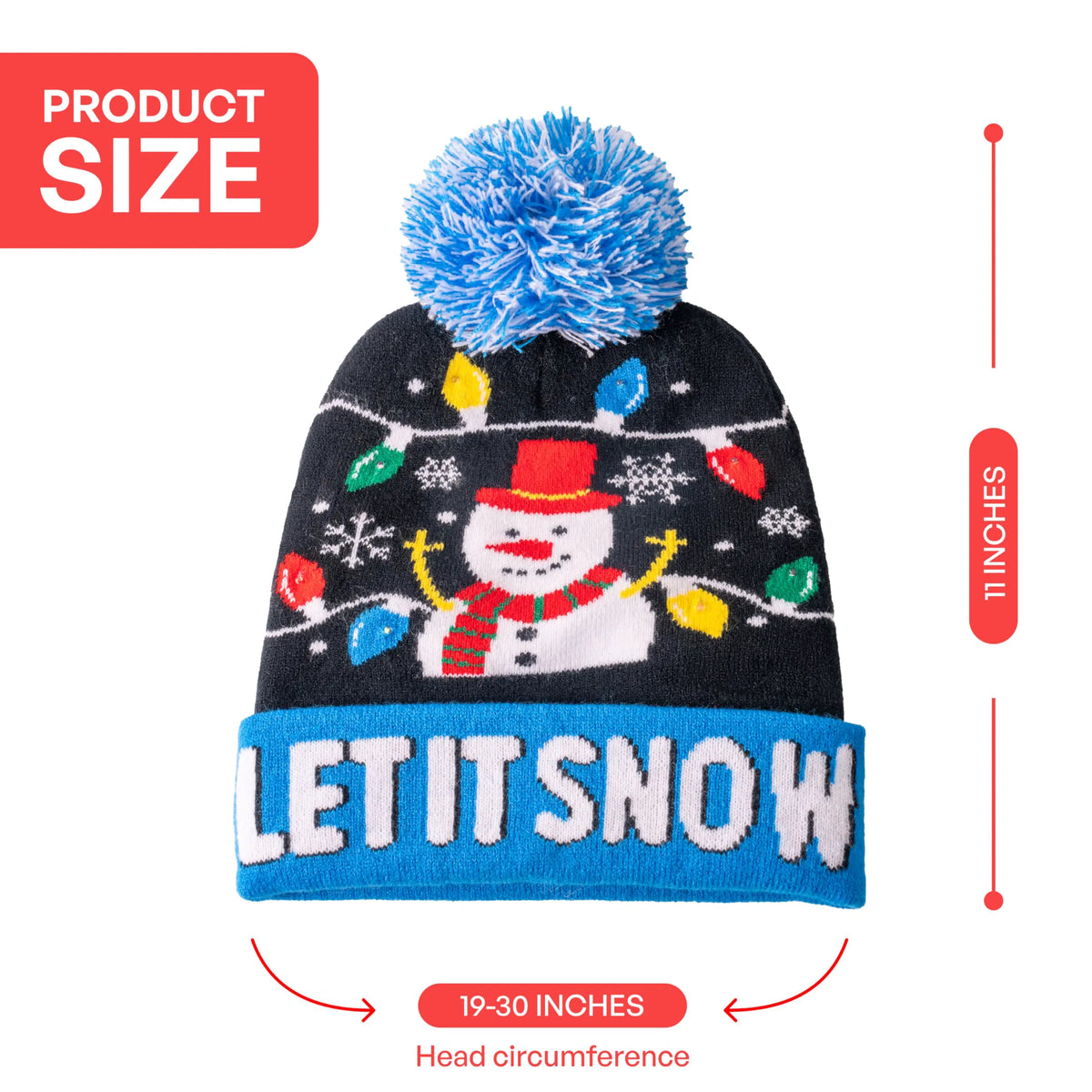 Light-Up Knitted Snowman Christmas Beanie