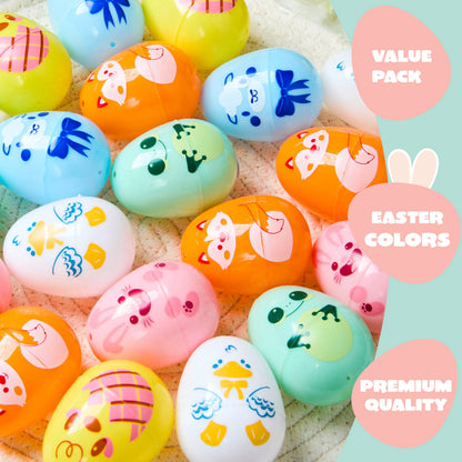 24 Multicolor Plastic Animal Easter Eggs