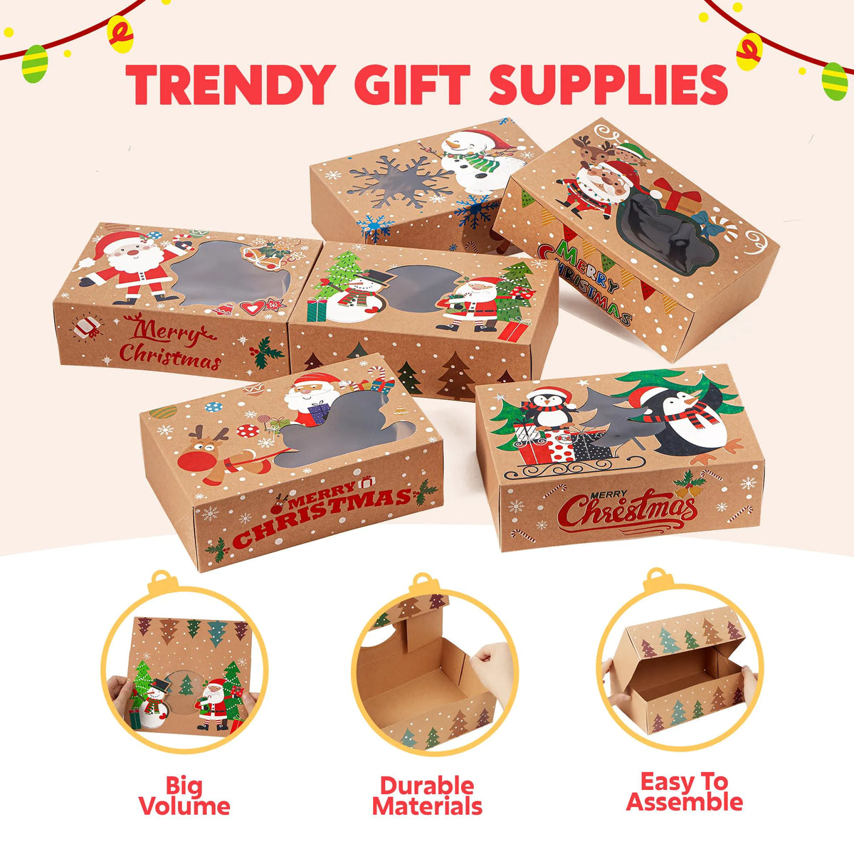 12-Pack Christmas Cookie Boxes for Gift Giving