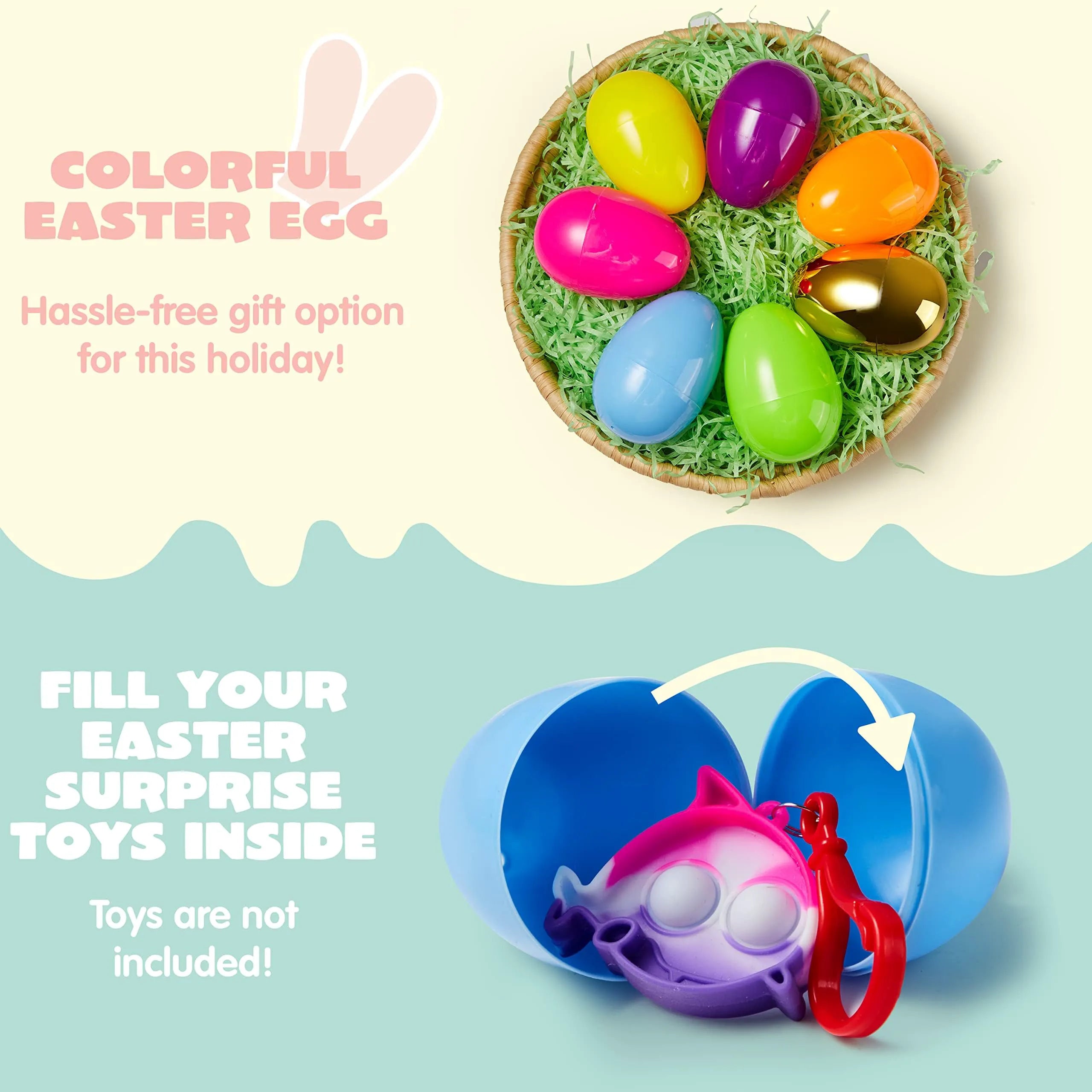 50 Large Empty Eggshells for Easter Egg Hunt - Fillable, 3.15 Inches