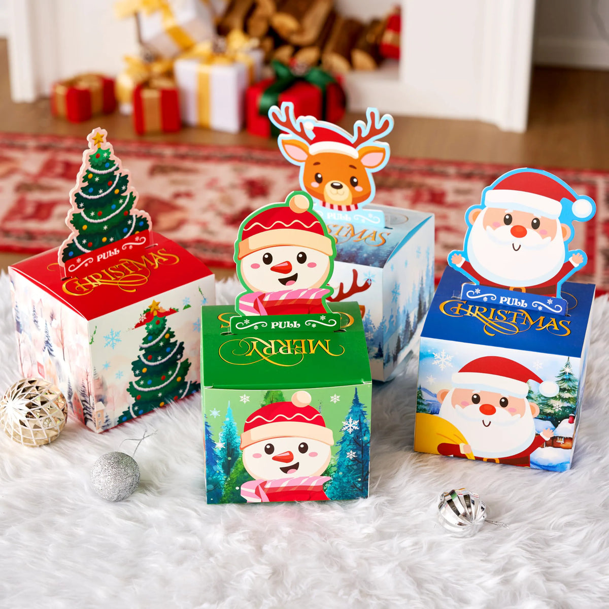 4-Pack Christmas Cash Gift Pull Boxes