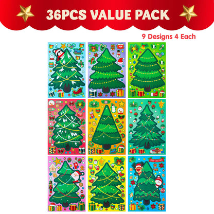 36 Christmas Tree Stickers - DIY Xmas Stocking Stuffers