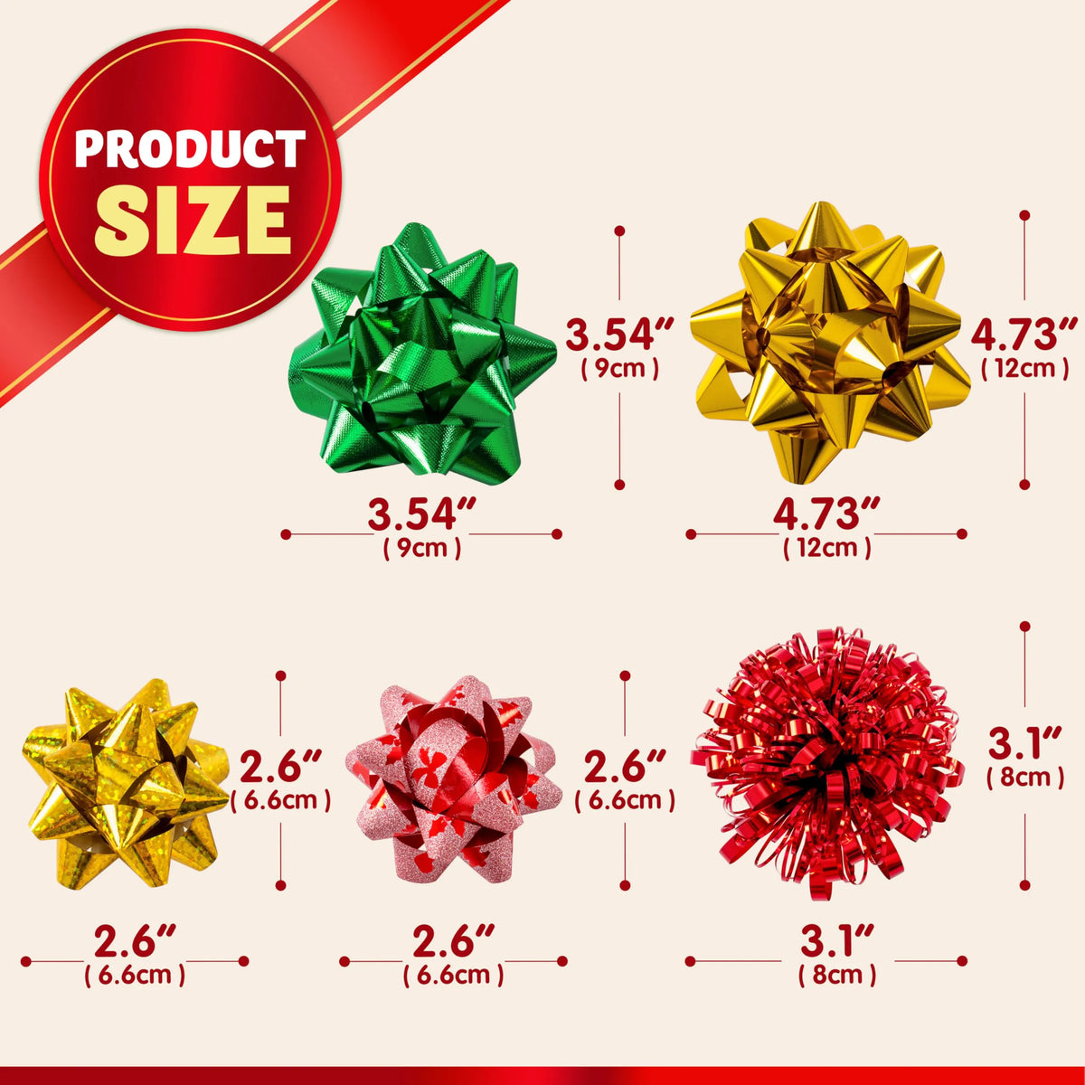 24 Pack Christmas Gift Bows for Wrapping