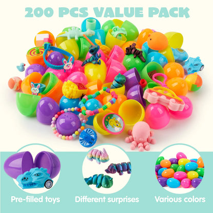 200 Prefilled Easter Eggs with Assorted Toys - Bulk Pack