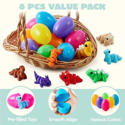 8 Prefilled Easter Eggs with Mini Dinosaur Toys